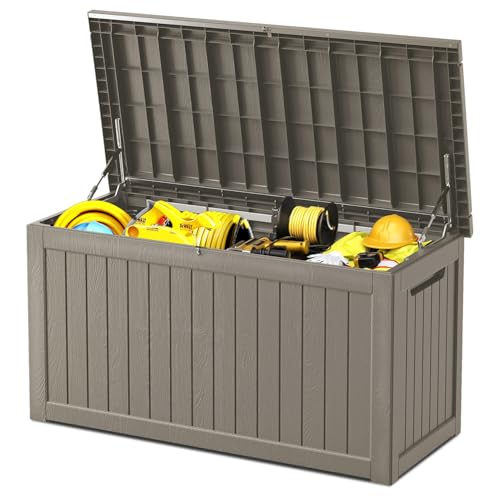 270 Gallon Deck Box, Resin Outdoor Indoor Waterproof Storage Box, Lockable Storage Box With Handle for Patio Furniture - Garden Tools - Swimming Pool Tools UV Resistant, Black 270 Gallon Bla