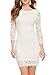 WOOSEA Elegant 3/4 Sleeve Full Flroal Lace Short Cocktail Dress