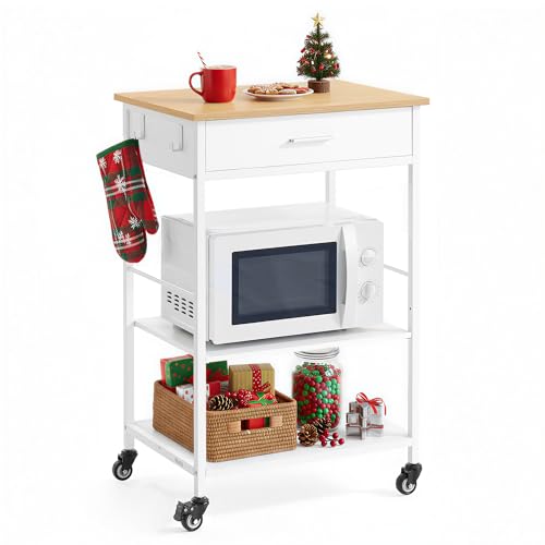 VASAGLE Küchewagen mit Rollen, mobiler Servierwagen mit Stauraum, Kücheninsel, 47 x 60 x 90 cm,...