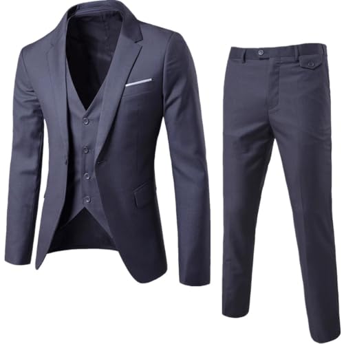 Men’s Formal Three Piece Tuxedo Suit with Pants and Vest Classic Style for Business, Weddings Parties