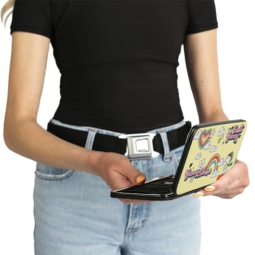 Buckle-Down Peanuts Wallet, Hinged, Peanuts Snoopy Flying Ace and Woodstock Groovy Quotes Collage, Vegan Leather4