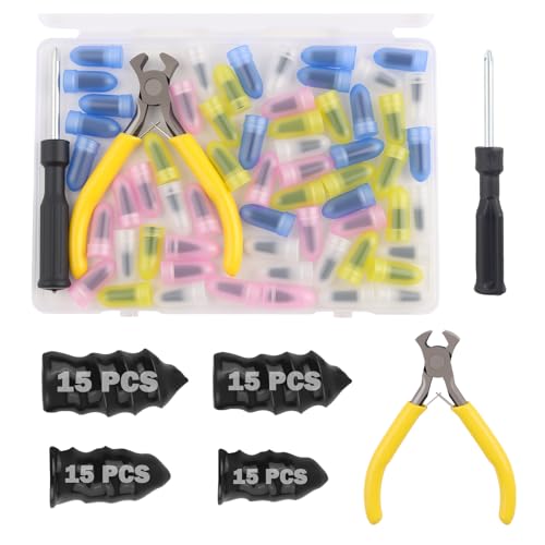 Purthog 60PCS Tire Repair Kit,4 Sizes Screw in Tire Plugs for Tubeless Repairs with Tools,Quick Self-Service Tires Screw Plugs as Tires Repair Rubber Nail Kit for Motorcycle,Truck