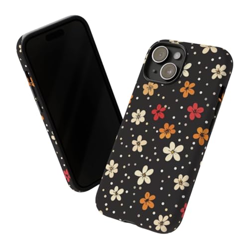 Coque rigide mate iPhone 15 fine imprimé pois et fleurs - 2