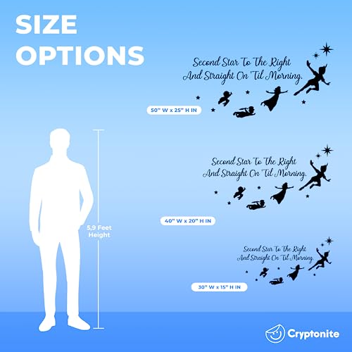 Second Star To The Right Wall Decor I Peter Pan Wall Decal L Baby Room Decor I Nursery Wall Decal For Baby Boy & Girl Decoration I Stickers For Kids I Multiple Options For Customization (Wide 50"X 25" Height) #TOP3