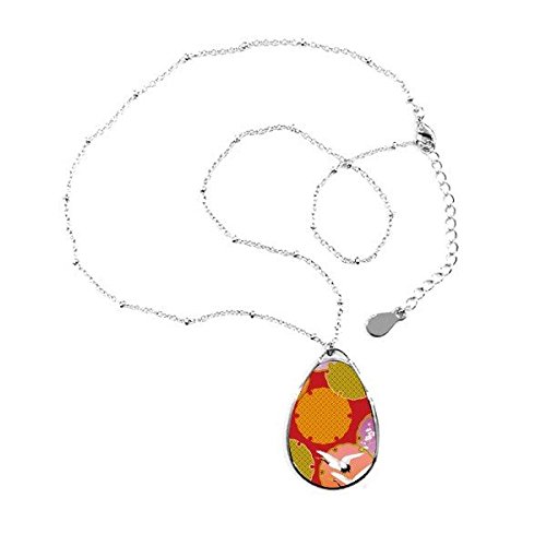 Collier pendentif goutte ukiyo-e motif grue du Japon style japonais et chaîne
