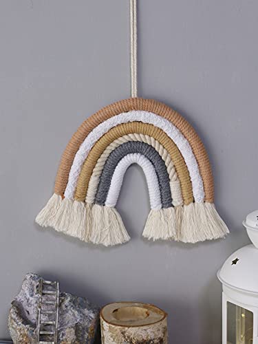 3Z Funjxhey Makramee Regenbogen Wandbehang Kinderzimmer Home Decoration Boho Wandteppich Deko Bohomian Handgefertigte Kindergeburtstag Room Decor Handgewebte Tapisserie Partyzubehör, Wanddeko (B) Cover