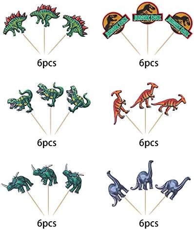 SYKYCTCY 36 Pack Dinosaur Cupcake Toppers Roar Rex Cupcake Picks for Boys Kids Dinosaur Birthday Baby Shower Party Cake Decorations Supplies