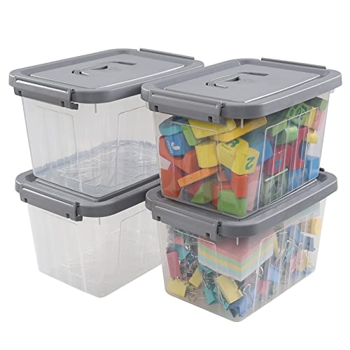Dynko Aufbewahrungsbox Plastik Klein, Klare Boxen mit Deckeln, 4 Stück Cover