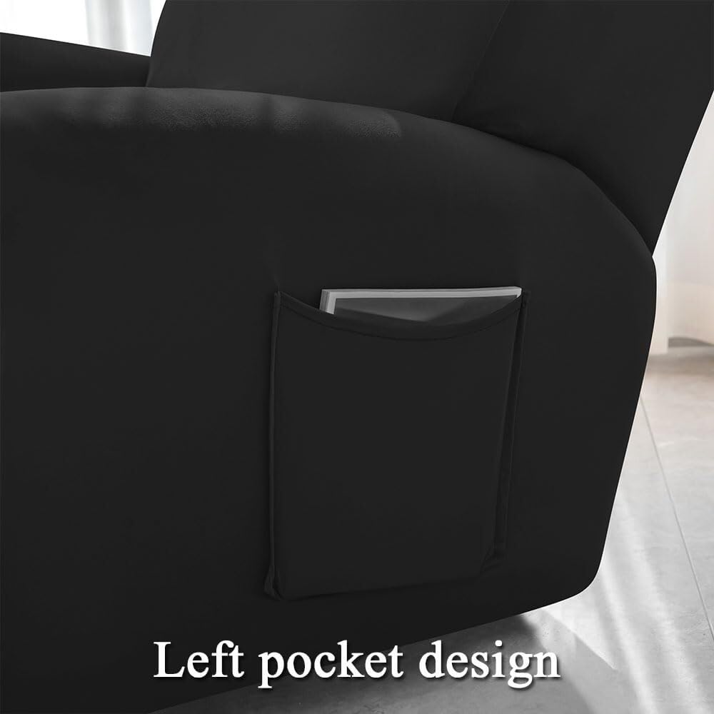 Funda elástica Impermeable para sillón reclinable, Color Liso, Antideslizante, con Bolsillo Lateral, Lavable, Protector de Muebles para Silla.