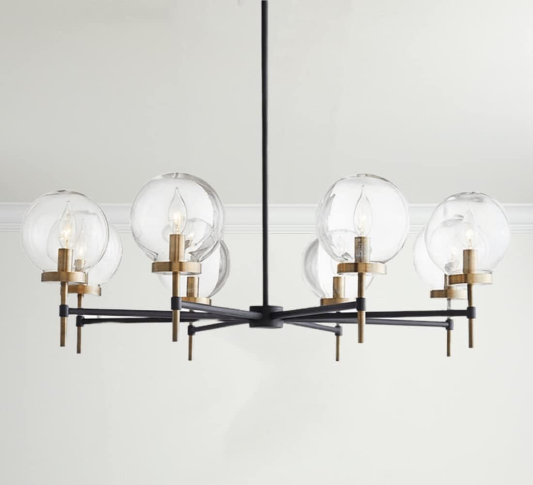 Glass Globe Round Chandelier, Camryn Glass Globe Round Chandelier (36