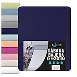 ESTILIZA TU COLCHÓN - Personaliza tu ropa de cama con esta sábana adulto color Azul Marino en microfibra (100% poliéster y  82 g/m2) “piel de melocotón”, un material ligero, respirable y muy resistente :  adorarás deslizarte en tus sábanas. 135 x 190 cm se refiere al tamaño del colchón, las dimensiones de la sábana pueden variar unos centímetros para adaptarse mejor a la almohada.