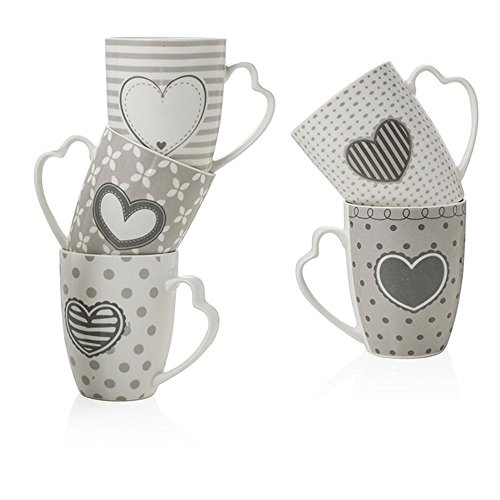 BRANDANI 54257 I Romantici-Taza de Porcelana, Gris