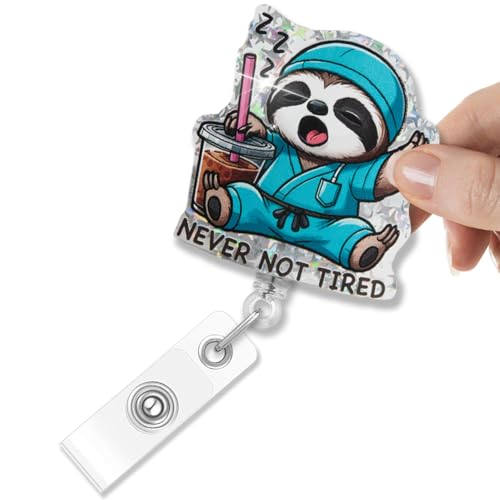 Msticey Funny Never Not Tired Funny Retractable Badge Holder for Emergency