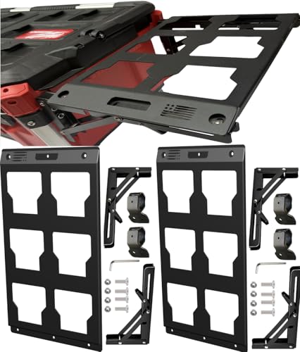 VELCKING for Milwaukee Packout Compatible Foldable Side Mount Rack Heavy Duty Side Storage Organizer, Wall & Floor Installation, 100LB Capacity, Toolbox Accessory(black, 2)