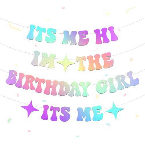 CheurYae It's Me Hi I'm The Birthday Girl It's Me Banner, Happy Birthday Girl Its Me Decoraciones, suministros de pancarta de cumpleaños, decoraciones de fiesta de cumpleaños