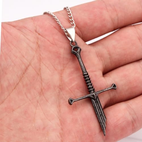 SONGCHANGJEWELRY Narsil Broken Sword Necklace - LOTR Lord Power Pendant - Gothic Cosplay Jewelry Accessories Gift for Man Woman Fans3