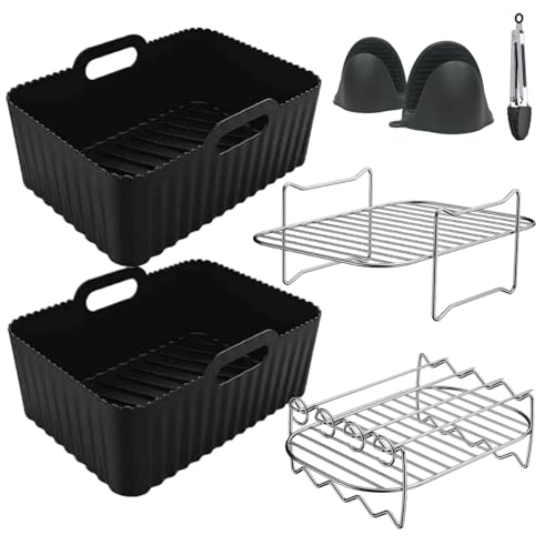 YEMMAR Accesorios Freidora de Aire Molde Silicona Freidora de Aire Dual Zone Dos Parrillas para Accesorios Freidora Sin Aceite para Cecotec 9000 9L, Ninja Foodi AF300EU AF400EU La Moustache 8L