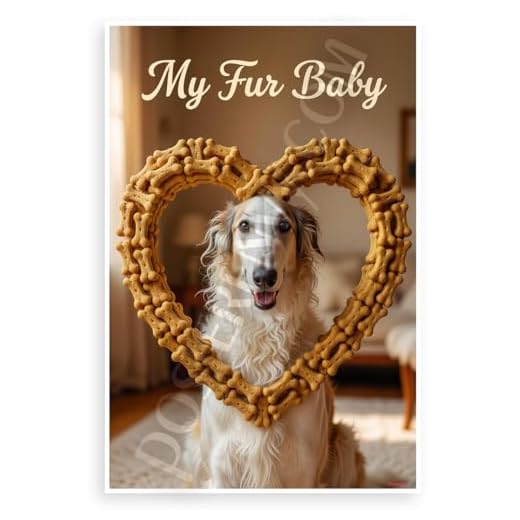 My Fur Baby Borzoi Dog Bone Treat Heart Frame 12x18 US Made Poster
