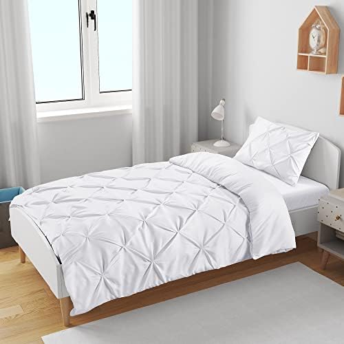 K&A® Pintuck Pinch Pleat Cot Bed Duvet Cover Set with Zipper Closure including Pillowcase Ultrasoft Brushed Microfiber Easy Care & Machine Washable (Pink - 120x150)