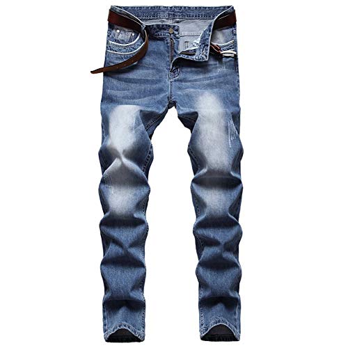 LONGBIDA Men s Skinny Straight Leg Designer Biker Slim Fit Fashion Jeans Pants(Light Blue, 38)