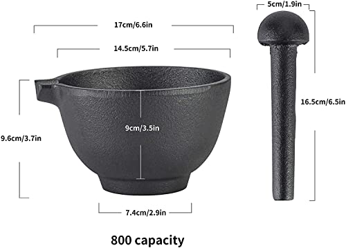 Velaze Cast Iron Mortar And Pestle Tool Set, 6.5 Inch Pestle And 800 Ml Mortar, Non Porous Spice Grinder, Smasher For Kitchen Spices And Pesto #TOP1
