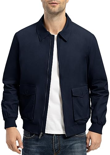 Rdruko Men's Cotton Lightweight Jackets Casual Work Golf Windbreaker with 6 Pockets3