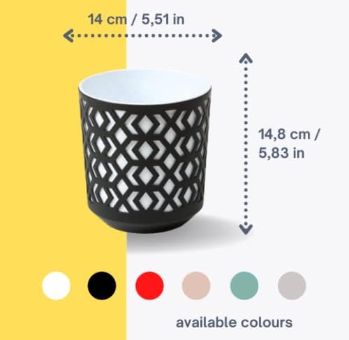 SimplyTheBest Flowerpot | Ø 14 cm H 15cm | Balcony Garden Container Bucket | Two parts | Organizer box decor | Mix! Match! Play! (Black + White)