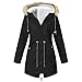 Produktbild HOT1950s Damen PU Regenjacke Mit Kapuze Wasserdicht Windbreaker Wetterfest Übergangsjacke Regenmantel Windproof Outwear,Plus Size
