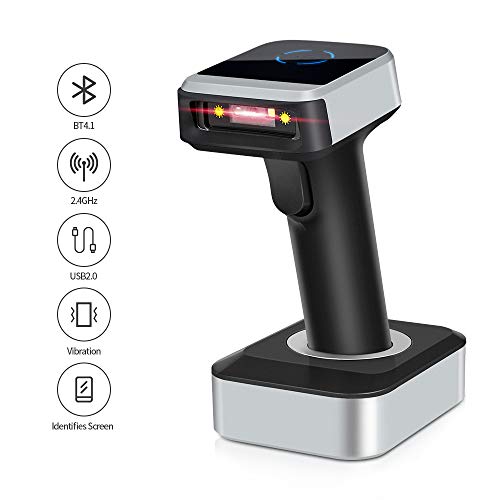 LOSRECAL Wireless 2D Barcode Scanner with Charging Cradle, Portable Cordless Scan Gun Support