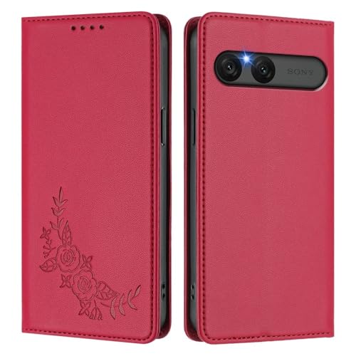 Étui portefeuille Sony Xperia 5 V anti-choc rouge protégeant l'écran des rayures
