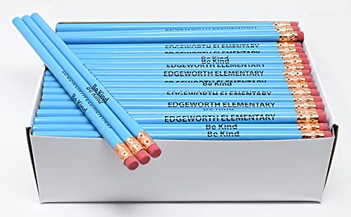 Pencil Guy Promotional Personalized Imprinted Round Pencils.-1000 per Box Light Blue