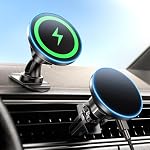 BHHB for MagSafe Car Mount Charger, 15W Magnetic Car Phone Charger for Vent/Dashboard, [2026 New] Car Phone Holder Mount, Fast Charging Magsafe Car Charger ONLY for iPhone 17 16 15 14 13 12 Series