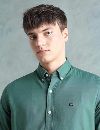 Image of Arrow Sport Solid Slim Fit Cotton Shirt for Men - Full Sleeve Mens Casual Shirts
