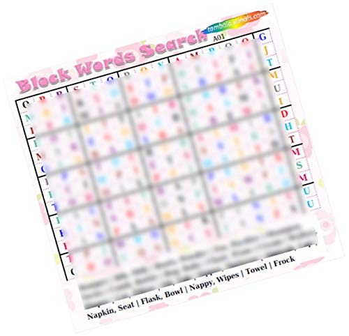 PartyStuff Baby Shower Theme Paper Games - Baby Shower Block Words Search - Block Word Search (12 Cards)