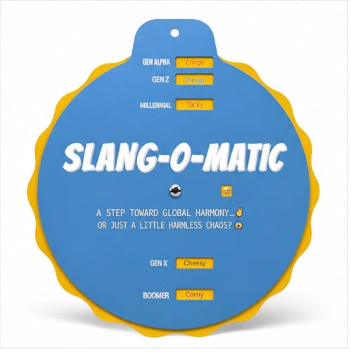 Slang O Matic Wheel, Slang O Matic Generational Translator Funny Cardboard Volvelle Decoder Chart, Slangomatic for Cross Generational Family Chat, Boomer Gen X Millennial Gen Z Gen Alpha Novelty Gift