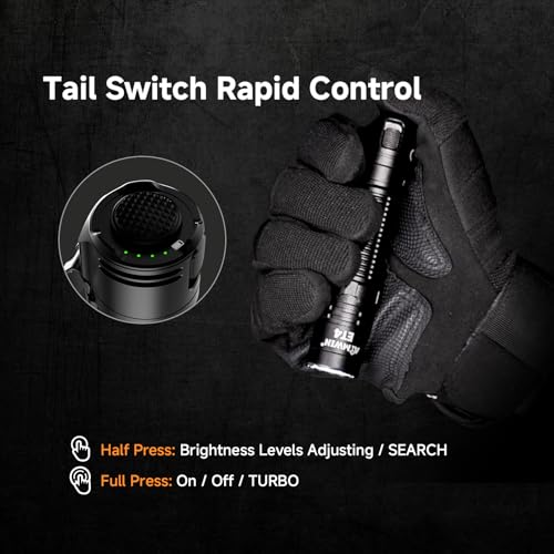 AIMWIN ET4 EDC Tactical Rechargeable Flashlight 3500 Lumens 380m Long Beam Throw 4 Brightness Levels with Instant Search/Turbo Modes One Touch Tail Button USB C Fast Charging Compact Handheld Torch — view 6
