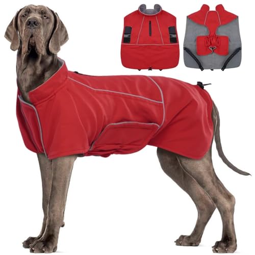 Image of MIGOHI Dog Winter Jacket,Dog Coat Waterproof,4XL Winter Snow Coat with Fleece Lining for Large Dogs Boys Girls,Snowproof Pet Jacket,Great Dane,Mastiff,Red