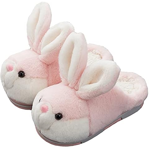 YILANLAN Women's Cute Bunny Animals Slippers Interesting Comfortable Furry Slippers Soft Plush Winter season Keep warm Home Slippers (8.5/9, Pink slipper, numeric_8_point_5) Cover