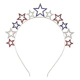 Soochat 4th of July Headband Rhinestone Patriotic Headband Crystal Star Hairband for Independence Da