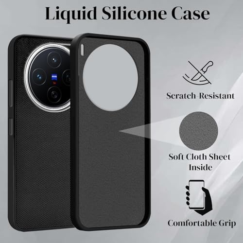Image of Jkobi Back Cover Case for Vivo X200 5G (Textured Grip Design | Micro-Fiber Cloth Inside | Slim and Light Weight | Soft Touch and Feel | Black)