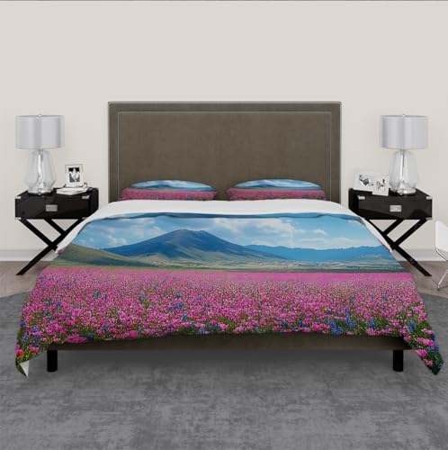 Housse de Couette 240x220 Tulipes avec 2 Taies d'Oreiller