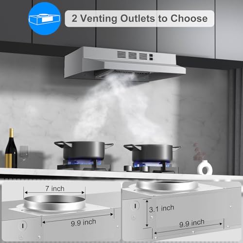 image for SNDOAS Under Cabinet Range Hood 24 inch,Ductless Range Hood Convertibl