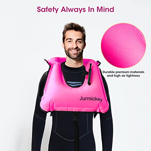 Inflatable Snorkel Vest For Adults, Snorkeling Vest For Kayaking, Buoyancy Vest Swim Jacket For Diving Safety (Pink) #TOP4
