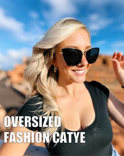 Miniatura 2 de Joopin Cateye Grandes Mujer Gafas De Sol Ojos Gato Retro Fashion Aesthetic Oversize Sunglasses Women Oculos De Sol Marco Metálico Lente Negro Paquete Simple