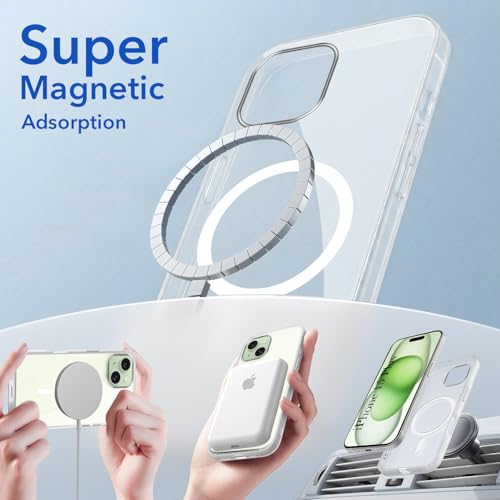 Image of Jkobi Lifetime Anti-Yellow MagSafe Compatible Clear Back Case Cover for Apple iPhone 15 Plus (Sleek Hard Crystal | Camera Protection and Shockproof)