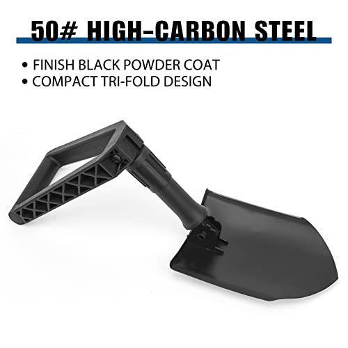 Flyego Folding Shovel Military Shovel Entrenching Tool 23.6 Inch Foldable Camping Shovel High Carbon Steel E-Tool Shovel For Digging, Off-Road, Hiking, Gardening, Backpacking, Car Emergency #TOP1