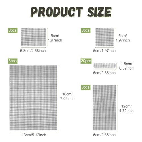 Wasserdichtes Netz Reparaturpflaster, 56 Stück Fliegengitter Reparatur Set, 5 Stile Fliegengitter Reparatur Klebeband, Selbstklebend Glasfaser Reparaturband (13x18 / 5 x 5 / 5x6.8 / 6x12 / 105x6 cm)
