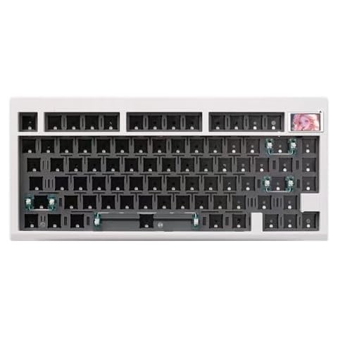 FKZ GMK81 Keyboard Kit,75% Custom Hot Swap Tri-Mode BT5.0/2.4G/USB-C Wireless Barebones Kit Gasket Mount PCB RGB Via DIY TKL Mechanical Gaming Keyboard with TFT LCD Screen for Win/Mac(White) Cover