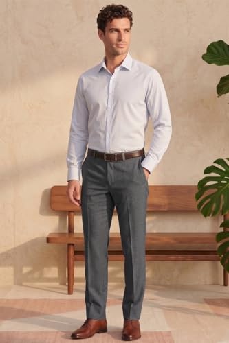 Image of Louis Philippe Men's Slim Fit Mid Rise Textured All Day Comfort Stretchable Fabric and Enhanced Comfort Formal Trouser