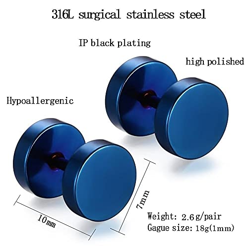 Feramox Stainless Steel Mens Womens Stud Earrings Set Ear Piercing Plugs Tunnel Punk Style(7Mm) #TOP3